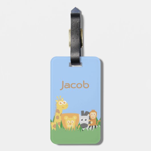 Niedliche und bunte Safari-Tiere Gepäckanhänger (Rückseite vertikal)