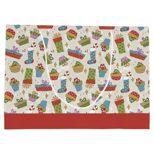 Niedliche und bunte Weihnachtsgeschenke Große Geschenktüte (Rückseite)