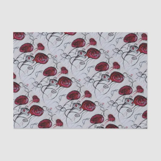 Niedliche und cremefarbene Kreatur Roter Rosa Goth Seidenpapier (Vorderseite)