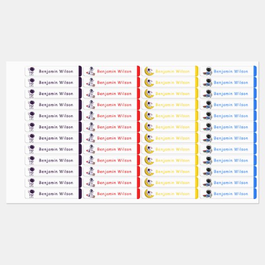 Niedliche und einfache Astronautenkids-Labels Etiketten (Blatt)