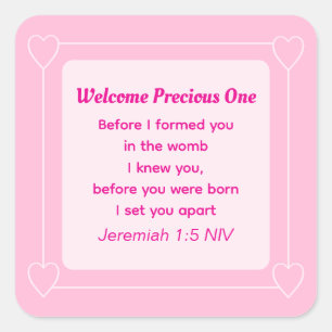 Niedliche und einfache hellrosa Kinderdusche Quadratischer Aufkleber