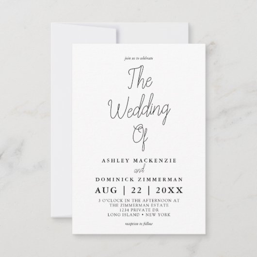 Niedliche und einfache Hochzeit Einladung (Vorderseite)