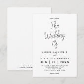 Niedliche und einfache Hochzeit Einladung (Vorne/Hinten)