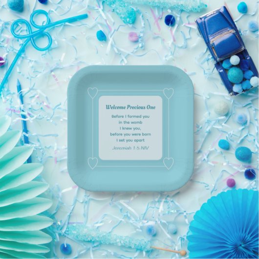 Niedliche und einfache Light Blue Babydusche Pappteller (Party)