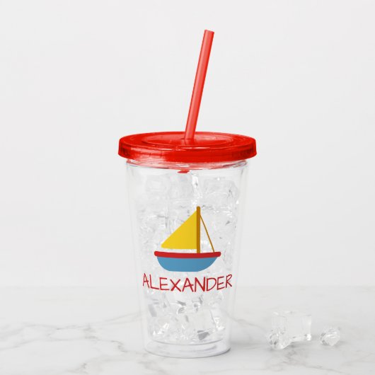 Niedliche und einfache Toy Sailboote Personalisier Acryltrinkbecher (Rückseite Ice)