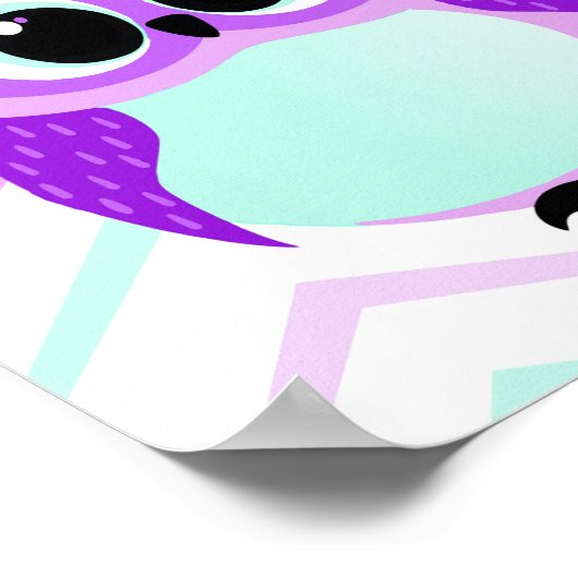 Niedliche und einzigartige Cartoon Eule auf Zickza Poster (Ecke)