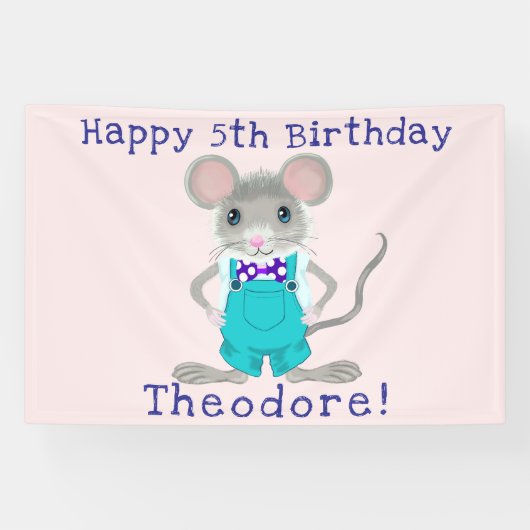Niedliche und elegante Kleinmaus zum Geburtstag Banner (Horizontal)