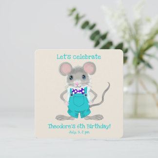 Niedliche und elegante Kleinmaus zum Geburtstag Einladung