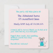 Niedliche und elegante Kleinmaus zum Geburtstag Einladung (Rückseite)