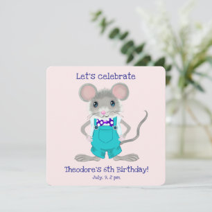 Niedliche und elegante Kleinmaus zum Geburtstag Einladung