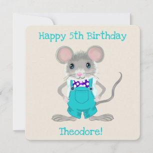 Niedliche und elegante Kleinmaus zum Geburtstag Mitteilungskarte