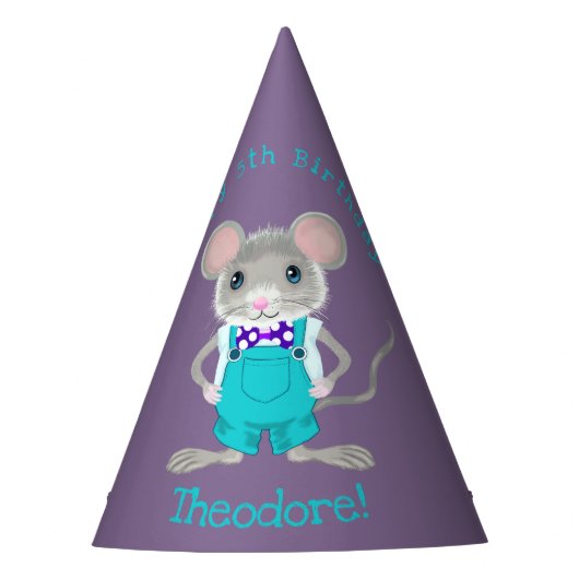 Niedliche und elegante Kleinmaus zum Geburtstag Partyhütchen (Vorderseite)