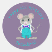 Niedliche und elegante Kleinmaus zum Geburtstag Runder Aufkleber (Vorderseite)