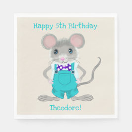 Niedliche und elegante Kleinmaus zum Geburtstag Serviette