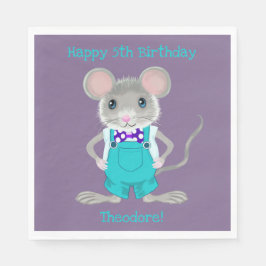 Niedliche und elegante Kleinmaus zum Geburtstag Serviette