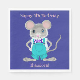 Niedliche und elegante Kleinmaus zum Geburtstag Serviette