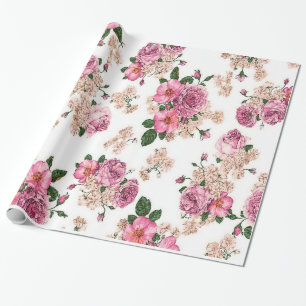 niedliche und elegante Vintage Rose, rosa Rosen Geschenkpapier