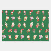 Niedliche und erfreuliche Weihnachtsbabys grün Geschenkpapier Set (Vorderseite)