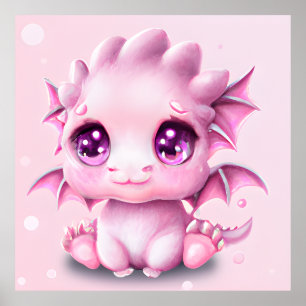 Niedliche und erlesene Fantasie Pink Baby Chibi Poster