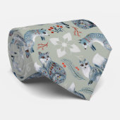 Niedliche und extravagante Graufüchse und Blume Krawatte (Gerollt)