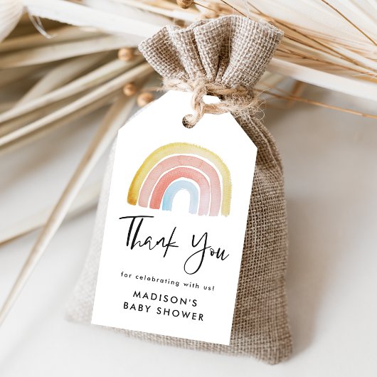 Niedliche und farbenfrohe Aquarellbrunnendusche Geschenkanhänger