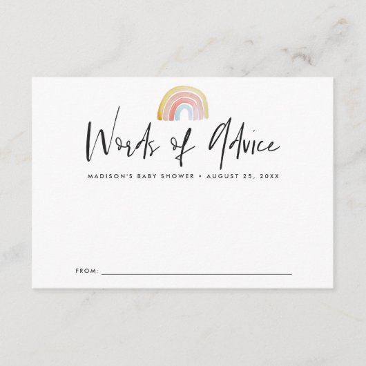 Niedliche und farbenfrohe Aquarellbrunnendusche Hinweiskarte (Vorderseite)