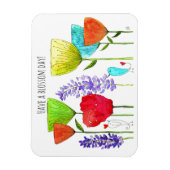 Niedliche und farbenfrohe Blume und ein Vogelmagne Magnet (Vertikal)