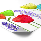 Niedliche und farbenfrohe Blume und ein Vogelposte Poster (Ecke)