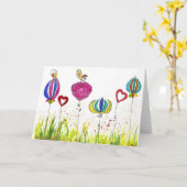 Niedliche und farbenfrohe Blume und Vogelgrippe Karte (Gelbe Blume)