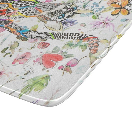 Niedliche und farbenfrohe Blumenkatze Schneidebrett (Ecke)