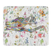 Niedliche und farbenfrohe Blumenkatze Schneidebrett (Vorderseite)