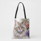 Niedliche und farbenfrohe Blumenkatze Tasche (Vorderseite)