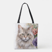 Niedliche und farbenfrohe Blumenkatze Tasche (Rückseite)