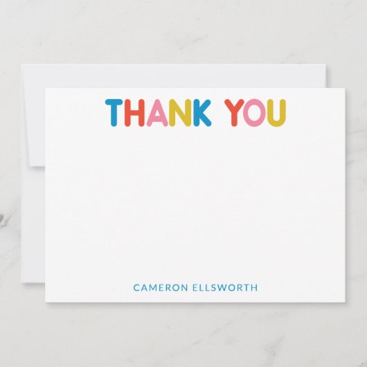 Niedliche und farbenfrohe Bold Typografie Personal Dankeskarte (Vorderseite)