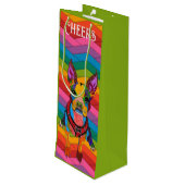 Niedliche und farbenfrohe Boston Terrier Geschenkt Geschenktüte Für Weinflaschen (Rückseite Schrägansicht)