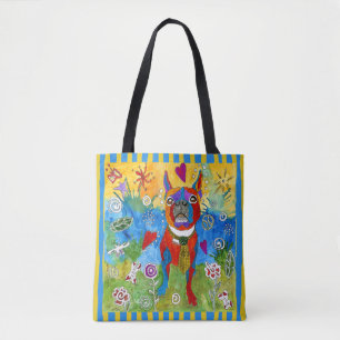Niedliche und farbenfrohe Boston Terrier Stripteas Tasche
