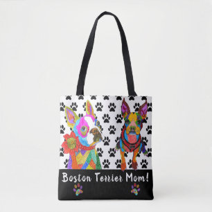 Niedliche und farbenfrohe Boston Terrier Tote Bag Tasche