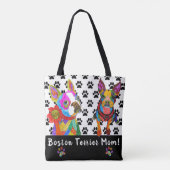 Niedliche und farbenfrohe Boston Terrier Tote Bag Tasche (Rückseite)