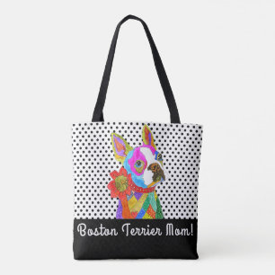 Niedliche und farbenfrohe Boston Terrier Tote Bag Tasche
