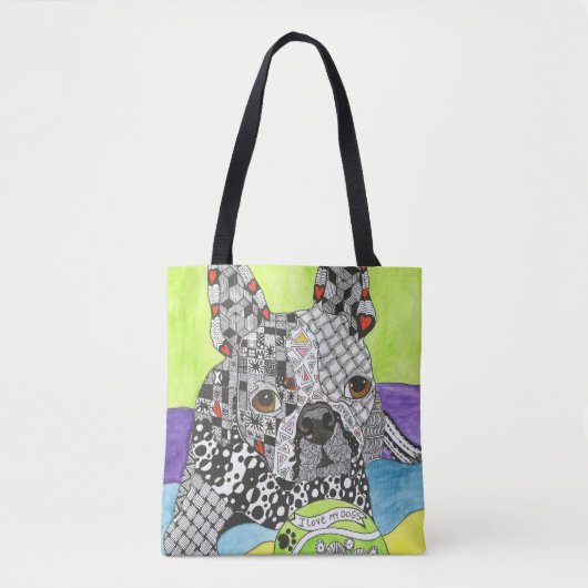 Niedliche und farbenfrohe Boston Terrier Tote Bag Tasche (Vorderseite)