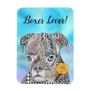 Niedliche und farbenfrohe Boxer Magnet 3"x4"