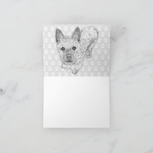 Niedliche und farbenfrohe Cairn Terrier Grußkarte Dankeskarte (Innenseite)