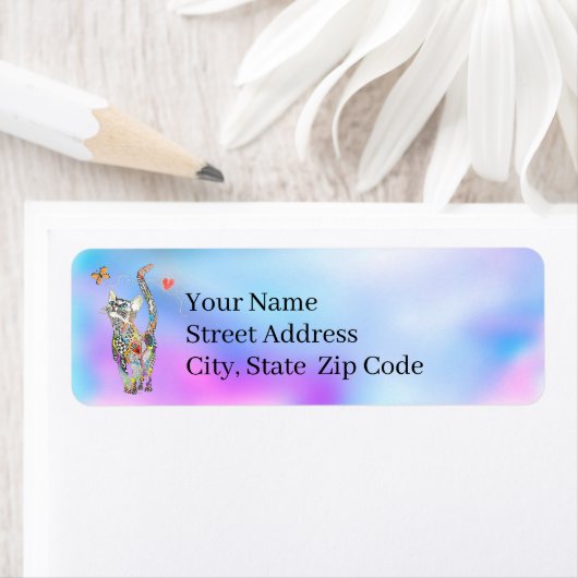 Niedliche und farbenfrohe Cat Address Labels (Insitu)