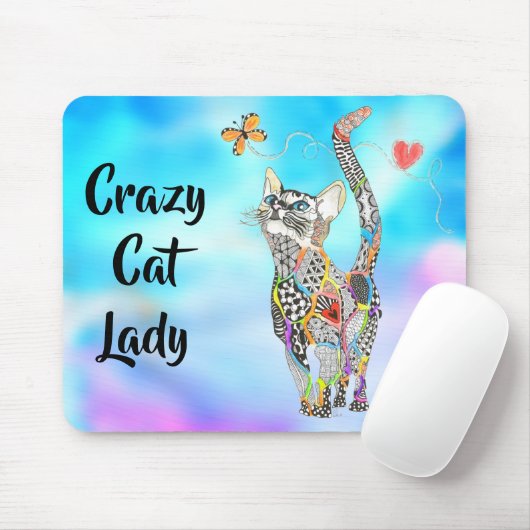 Niedliche und farbenfrohe Cat Lady Mouse Pad Mousepad (Mit Mouse)