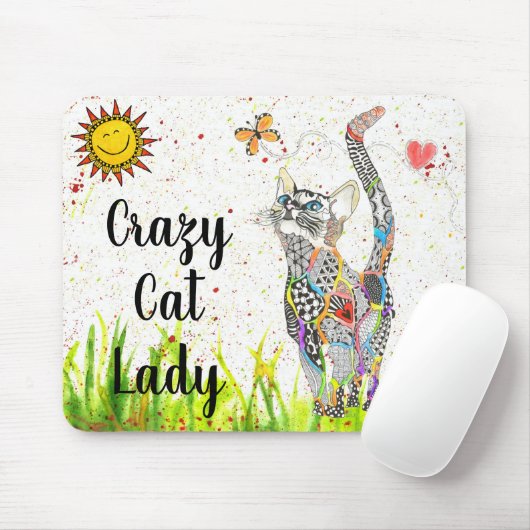 Niedliche und farbenfrohe Cat Lady Mousepad (Mit Mouse)