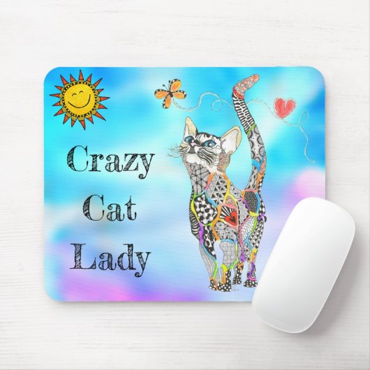 Niedliche und farbenfrohe Cat Lady Mousepad (Mit Mouse)