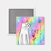 Niedliche und farbenfrohe Cat Lover Magnet (Vorderseite/Rückseite)