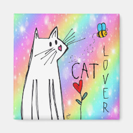 Niedliche und farbenfrohe Cat Lover Magnet