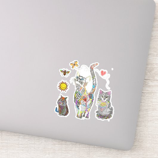 Niedliche und farbenfrohe Cat Vinyl Stickers Aufkleber (Detail)