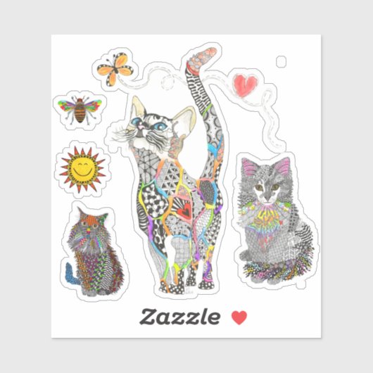 Niedliche und farbenfrohe Cat Vinyl Stickers Aufkleber (Blatt)
